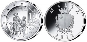 Антонио Шортино отчеканен на монетах Мальты