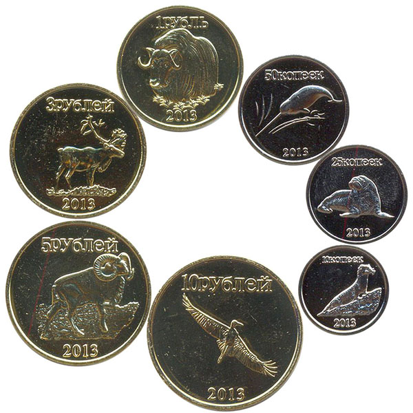 Набор монет Республики Коми. Монеты 7 букв